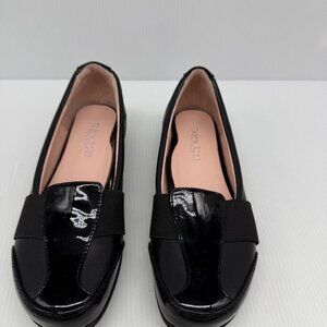 Taryn Rose Traveler Taurus Black Patent Leather Flat Slip On Loafers 7M